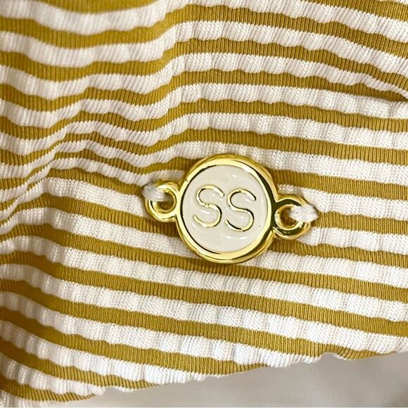 Sunseeker Striped Off White and Mustard Yellow One-Piece Swimsuit Size 6 - Picture 4 of 12